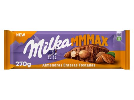 Milka MMMAX Tableta Grande de Chocolate con Leche de los Alpes y Almendras Enteras Tostadas 270g Embalaje Deteriorado (Cad: 15 05 2025) Hot on Sale