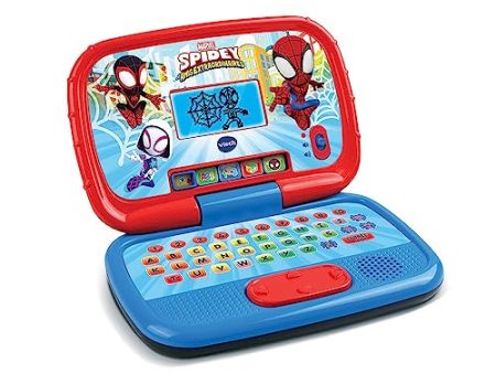 (Idioma Francés) - Vtech Disney Junior Spidey, Mi Ordi Educativo, Ordenador Infantil con Pantalla Retroiluminada, 15 Actividades y Juegos Educativos Embalaje Deteriorado For Discount