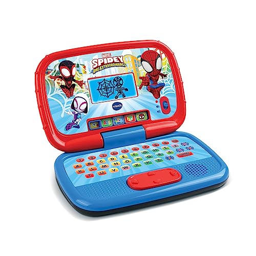 (Idioma Francés) - Vtech Disney Junior Spidey, Mi Ordi Educativo, Ordenador Infantil con Pantalla Retroiluminada, 15 Actividades y Juegos Educativos Embalaje Deteriorado For Discount