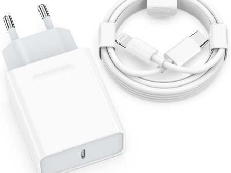 Cargador Rápido 20W para iPhone 14 13 12 11, AirPods, iPad con Cable USB-C de 2M Embalaje Deteriorado Sale