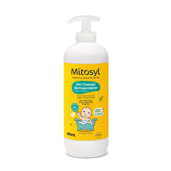 (Sin dosificador) - Mitosyl Gel Champú para Bebé - para piel sensible - Formula Vegana - 490ml Embalaje Deteriorado Online Hot Sale